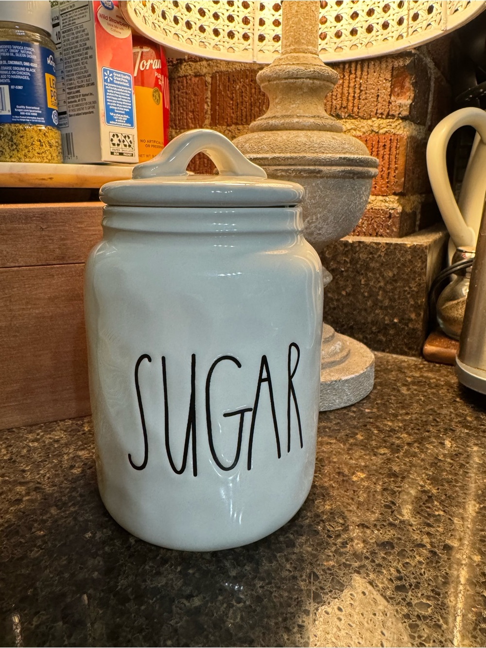 Rae Dunn White Ceramic Canister with famous Black Lettering Sugar